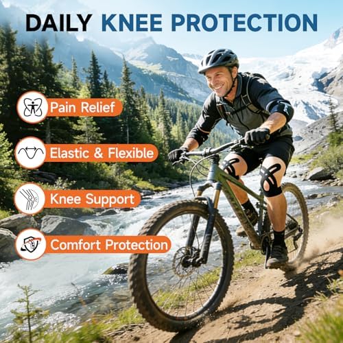 TEAWOO PreCut Kinesiology Tape for Knees, 15PCS Extra Adhesive Athletic Tape for Knee Pain Relief, Waterproof & Hypoallergenic, Latex-Free, Flexible Sports Tape (Black, Beige, Blue)