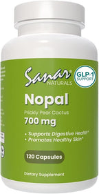 Sanar Naturals Nopal Capsules - Fiber Supplement, GLP-1 Support - Prickly Pear Cactus for Digestive Gut Health - Sugar Free, Vegan, Gluten Free,120 Pills