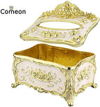 Luxurious Rose Tissue Box Acrylic Holder Cover Luxurious Elegant Design Tissue Holders Paper Holder Napkin Holder for Home Toilet Bath (Gold with White)