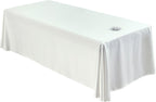 Premium Reusable Massage Table Skirt Sheets with Face Hole, Bed Cover Professional Massage Linens Fitted Wax Mat for Esthetician Bed, Stain and Wrinkle-Resistant, Machine Washable (White, 72*118 Inch)