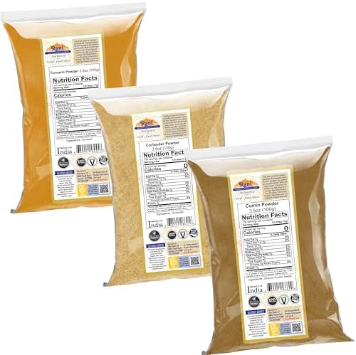 Rani Turmeric Ground, Coriander Powder, Cumin Ground ~ 3.5oz (100g) Combo Pack of 3 ~ All Natural | 100% Pure, Salt Free | Vegan | Gluten Friendly | NON-GMO | Indian Origin
