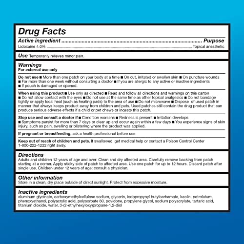 Amazon Basic Care Maximum Strength OTC Pain Relief , 4% Lidocaine Patch, 3.9” x 5.5”, 15-Count Box (Previously HealthWise)