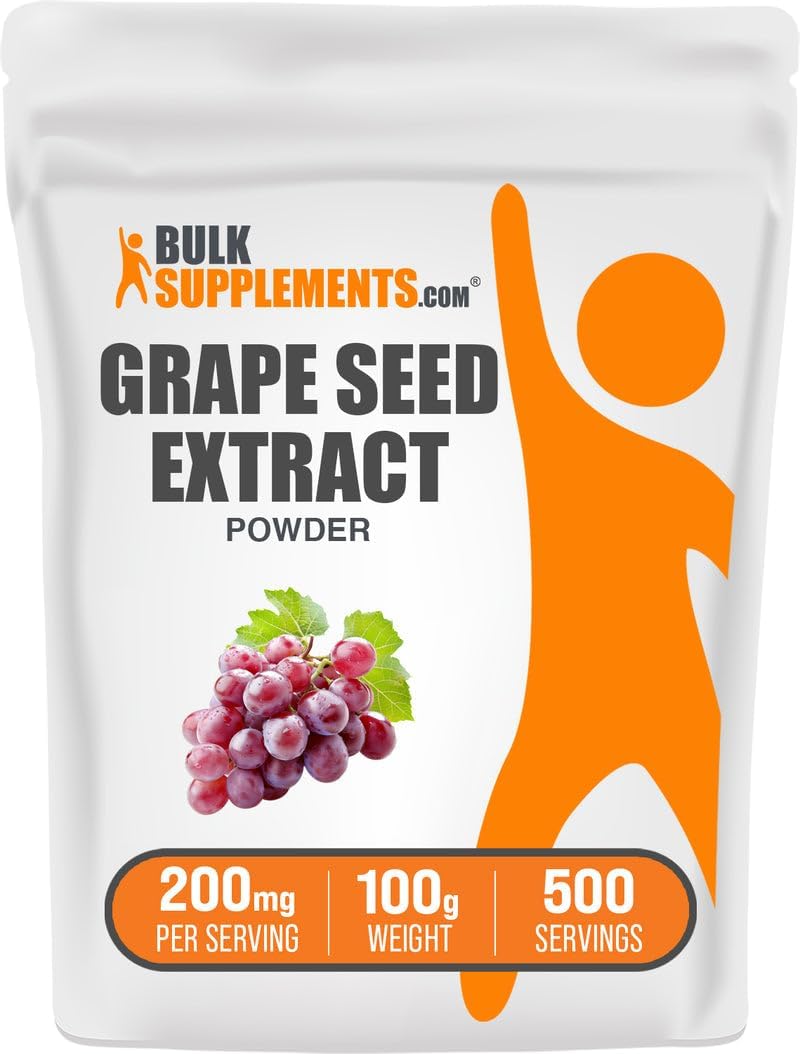 BulkSupplements.com Grape Seed Extract Powder - Antioxidant Supplement, Herbal Supplement - Vegan & Gluten Free, 200mg per Serving, 100g (3.5 oz) (Pack of 1)