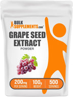 BulkSupplements.com Grape Seed Extract Powder - Antioxidant Supplement, Herbal Supplement - Vegan & Gluten Free, 200mg per Serving, 100g (3.5 oz) (Pack of 1)