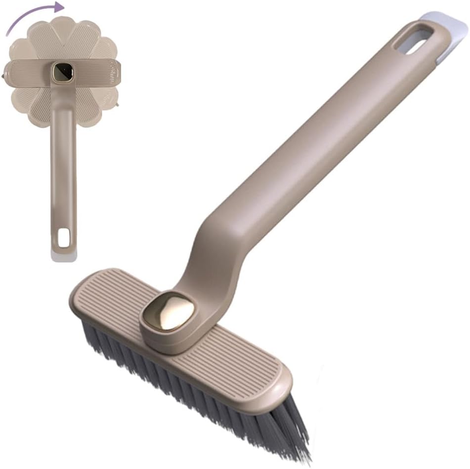 Multi-Function Rotating Crevice Cleaning Brush, 360 Degree Rotating Crevice Cleaning Brush, Hard Bristle Crevice Gap Brush, Corners Cleaning Tool for Cleaning Bathroom, Kitchens Tile Floors (Grey)