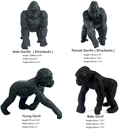 FUNSHOWCASE 10 Gorilla and Chimpanzees African Jungle Animals Toy Figure Realistic Plastic Figurine Playset