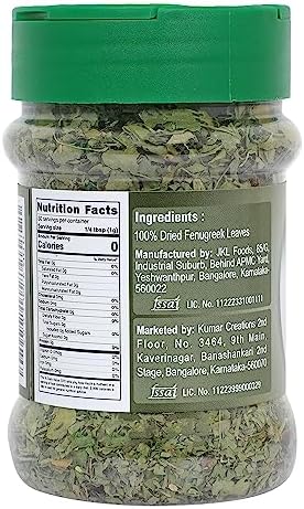 Tarkeeb Fenugreek Leaves Dried (Kasoori Methi) | All Natural | Salt-Free | Vegan | No Colors | Gluten Free | NON-GMO | Indian Origin |