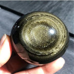 ZTBH Natural Meditation Crystal Natural Gold Cat Eye Obsidian Crystal Ball, Home Decoration Crystal Stone (Size : 50-55mm)