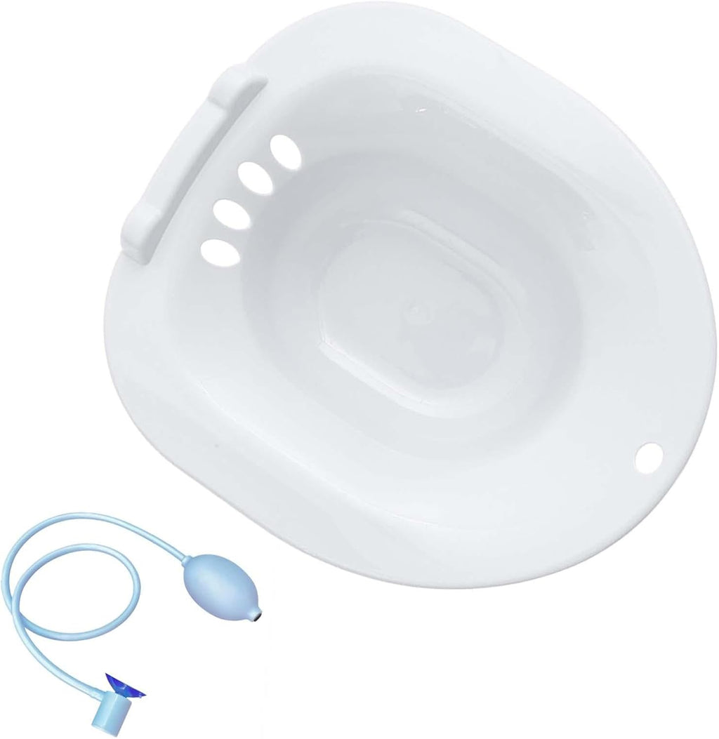 Generic Women Elderly Toilet Seat Sitz Bath Basin Portable Bidet Hip Bath Sturdy Sitting Bath for Daily Cleansing Wide Seating Area Avoid Squats, White