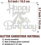 Sotpot Happy 75th Birthday Cake Topper Silver Glitter 75th Cake Toppers 75 Birthday Cake Decorations for Cheers to 75 Fabulous Birthday Party Supplies- 1 Pack