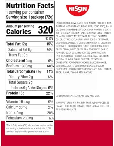 Nissin Cup Noodles Protein Ramen, Beef Flavor with Bone Broth, 16g Protein, 2.54 Ounce Cup (Pack of 6)