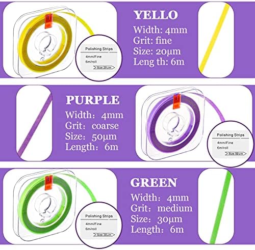 Amylove Dental Polishing Strips Tooth File 3 Rolls 4mm x 600mm Dental Polisher Teeth Sanding Grinding Deep Teeth Cleaning Tool Tooth Polish Abrasive Strip Oral Care(Coarse, Fine, Medium,Multi Color)