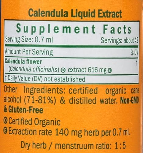 Herb Pharm Certified Organic Calendula Liquid Extract for Minor Pain Support - 1 Ounce