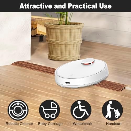 Floor Transition Strip, Self Adhesive Door Threshold for Doorway, Carpet Edging Trim Strip Vinyl Overlap Edge Reducer for Carpet, Tile, Threshold Ramp (1/5" to 2/5", Light Brown Wood Grain, 3.3FT)