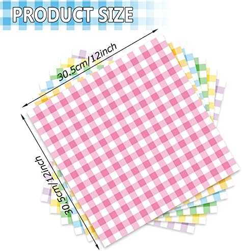 Whaline 240 Sheets Plaids Wax Paper Sheets Spring Easter Sandwich Wrap Paper 12x12 Inch Checkered Deli Wrappers Food Basket Liners for Bread Baking Picnic Party Table Supplies