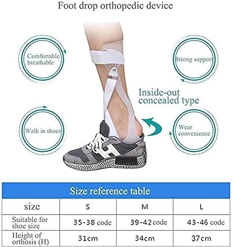 Drop Foot Orthosis, Drop Foot Support Splint, Unisex Medical Ankle Foot Orthosis Support, AFO Postural Correction Brace,Left,L