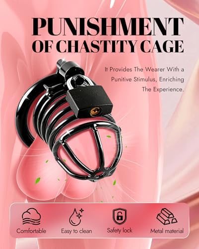 Male Chastity Cock Cage Device – UTIMI Iron Chastity Cage for Men with 3 Adjustable Rings, Secure Lock & 2 Keys, Small Size BDSM Penis Training Adult Sex Toy for Male Control, Long-Term Wear (Black)