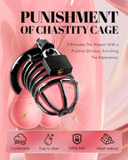 Male Chastity Cock Cage Device – UTIMI Iron Chastity Cage for Men with 3 Adjustable Rings, Secure Lock & 2 Keys, Small Size BDSM Penis Training Adult Sex Toy for Male Control, Long-Term Wear (Black)