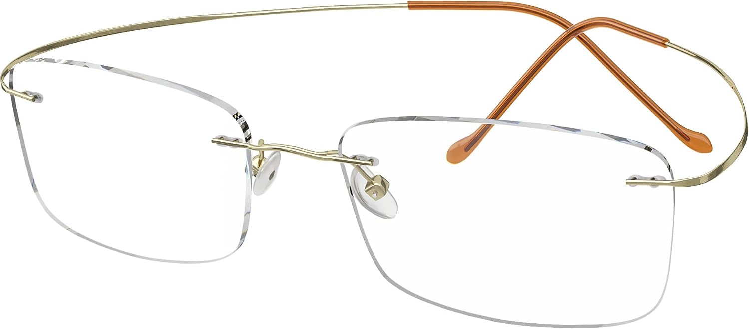 Eyekepper Titanium Rimless Reading Glasses Readers Men Gold