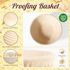 Sourdough Starter Kit, Sourdough Bread Baking Supplies, Round & Oval Banneton Bread Proofing Basket, Bread Sling, Starter Jar, Dough Whisk, Scrapers, Stencils & Bag, Complete Sourdough Kit Gifts
