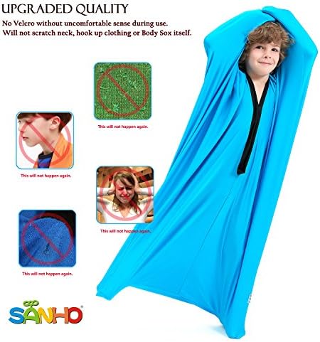 SANHO Sensory Sock Body Sock,Small,3-5 Years, 40" H x 27" W,Good for Height:30"-41",Perfect for Children with Sensory Processing Disorder,Updated Version,Bright Blue