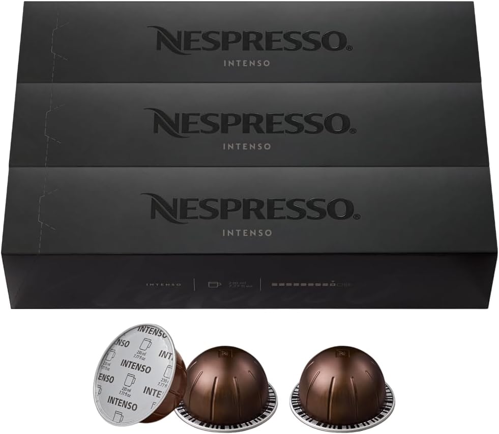 Nespresso Capsules Vertuo, Intenso, Dark Roast Coffee, 30-Count Coffee Pods, Brews 7.8oz.