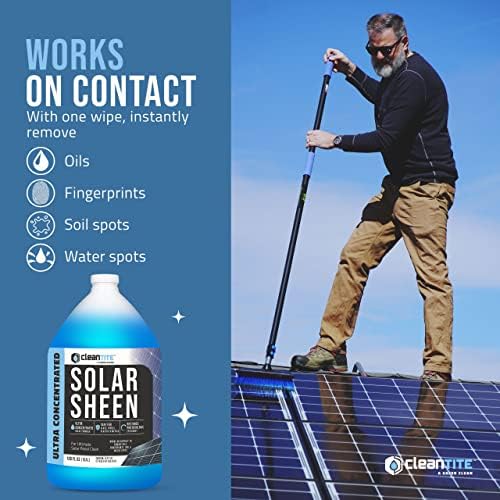 Solar Panel Cleaner 1 Gallon (Makes 512 G) - Super Concentrated Cleaning Solution for Glass, Metal, Wood & Plastic - Remove Oil, Fingerprint & Water Spots - Multipurpose Solar Panel Cleaning