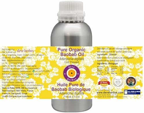 Greenwood Essential Pure Organic Baobab Oil (Adansonia digitata) Cold Pressed 630ml (21 oz)