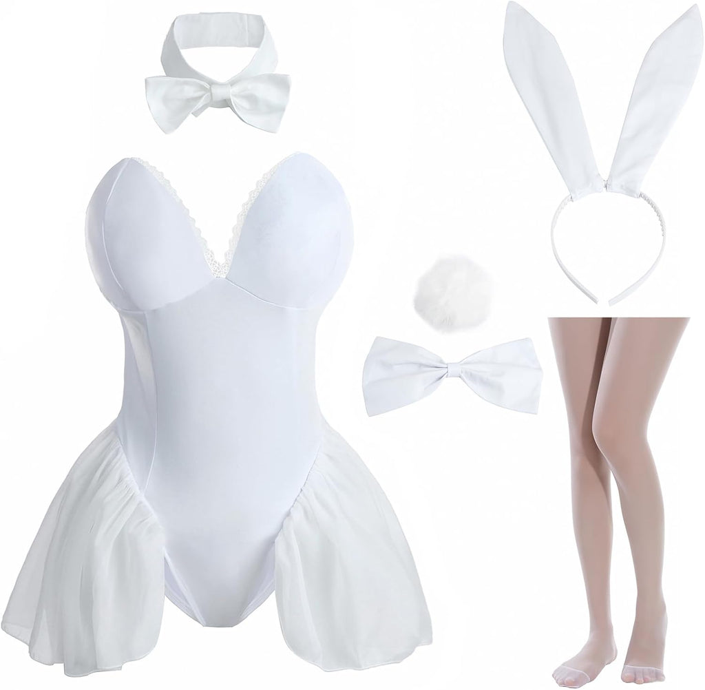 FCCAM Bunny Costume Adult Womens Bunny Bodysuit One Piece Halloween Cosplay Suit