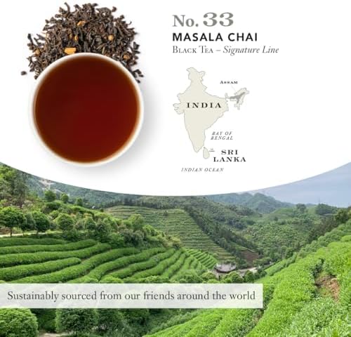 Steven Smith Teamaker Masala Chai No. 33, Caffeinated, Sugar-Free, Spiced, Full Leaf Black Assam Tea Blend, Tea Bags 15 Sachets, 1.8oz each