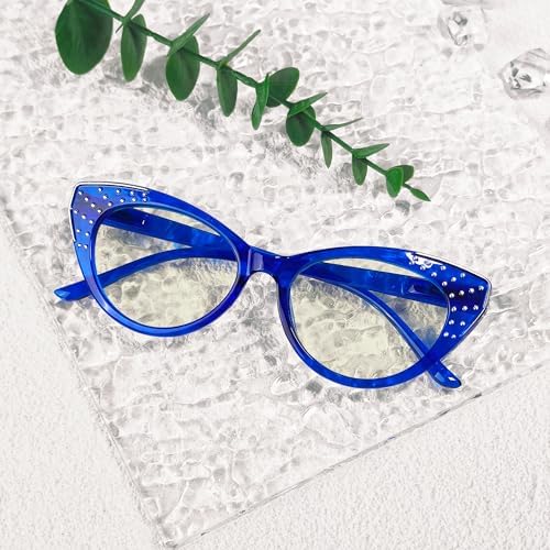 Eyekepper 4-pack Cat Eye Reading Glasses Blue Light Blocking Women Readers +2.50