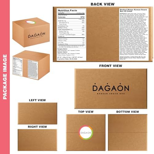 DAGAON Korean Snack Box 45 Count – Variety Snacks Including Korean’s Chips, Biscuits, Cookies, Pies, Candies. Appetizing Korean treats for any occasions, gifts and everyone.