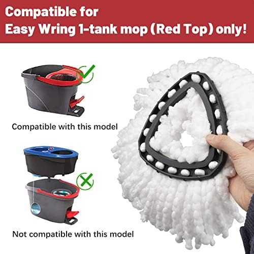 4 Pack Mop Replacement Heads Compatible with O Ceda Mop Replace Head EasyWrin Spin Mop Heads Replacements, Microfiber Mop Refills, Easy Cleaning Mop Head Replacement - 4 Pack White(1-Tank System)