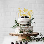 Fucking Finally Diamond Cake Topper,Wedding,Bridal Shower Decor,Golden Engagement Party Modern Cake Decoration