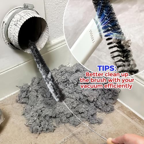 Holikme Dryer Vent Cleaner Kit 2 Pack - Household Cleaning Supplies 304 Stainless Steel Dryer Lint Brush Home Essentials for Lint Trap Dust Vacuum Brush