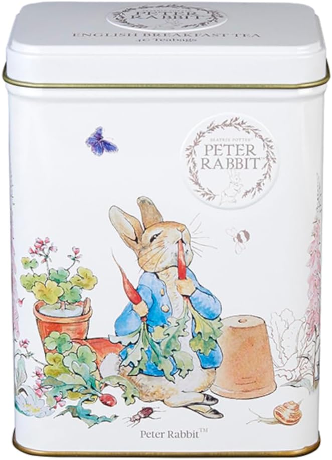 New English Teas Peter Rabbit Tea Tin with 40 English Breakfast Teabags, Beatrix Potter