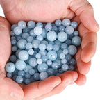 Natural Stone Beads 100pcs 6mm Aquamarine Round Smooth Crystal Beads Loose Gemstone with Crystal Stretch Cord for Jewelry Making, DIY Bracelet Necklace Earrings (Aquamarine, 6MM)
