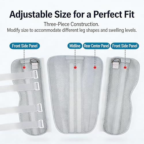 3-Panel Knee Immobilizer Brace - Post-Op Leg Stabilizer for Pre-and Postoperative Injuries, Ligament Tears, and Fractures - Straight Leg Support with Anti-Slip Shoulder Strap