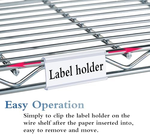 Wire Shelf Label Holders Compatible with Metro 1-1/4in Shelves, ELEMGULY 30 Pack 3in Lx1.4in H Plastic Wire Shelf Label Clips with Label Paper Removable Wire Rack Label Holder Display Clip