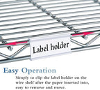 Wire Shelf Label Holders Compatible with Metro 1-1/4in Shelves, ELEMGULY 30 Pack 3in Lx1.4in H Plastic Wire Shelf Label Clips with Label Paper Removable Wire Rack Label Holder Display Clip