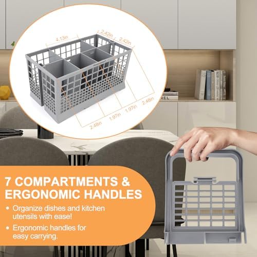 Tbest Universal ABS Dishwasher Basket for Silverware - Fits for /for /for GE/for Heavy-Duty Utensil Holder for Cutlery, Replacement for Dishwasher Rack (9.5 X 5.4 X 4.8 Inch)