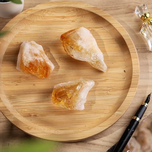 Sportmusies Natural Citrine Cluster Fengshui Reiki Decoration for Home Office, Irregular-Shaped Raw Citrine Crystal Specimen, 2.28-3.66 inches