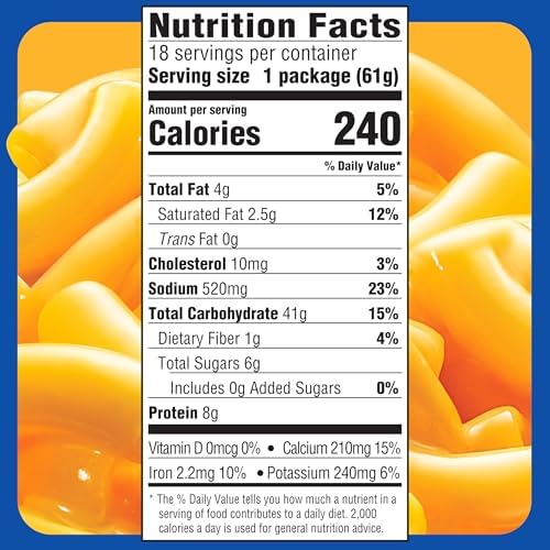 Kraft Easy Mac and Cheese, 18 Packets, for Easy Dinner or Dinner Sides, Original Flavor, No Artificial Flavors, Preservatives or Dyes, 38.7 oz