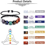 Jovivi 7 Chakra Reiki Healing Crystals Stretch Bracelet Natural Gemstone Energy Balancing Yoga Beads Bracelet for Women Braided Rope/Elastic String