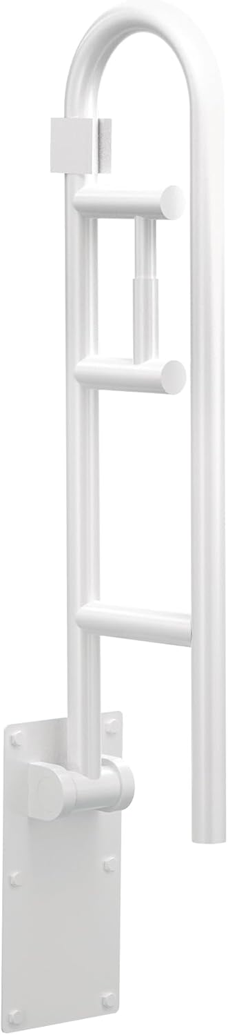 Moen R8962FDW Bathroom Safety 30-Inch Flip-Up Bathroom Grab Bar with Toilet Paper Holder, Glacier White