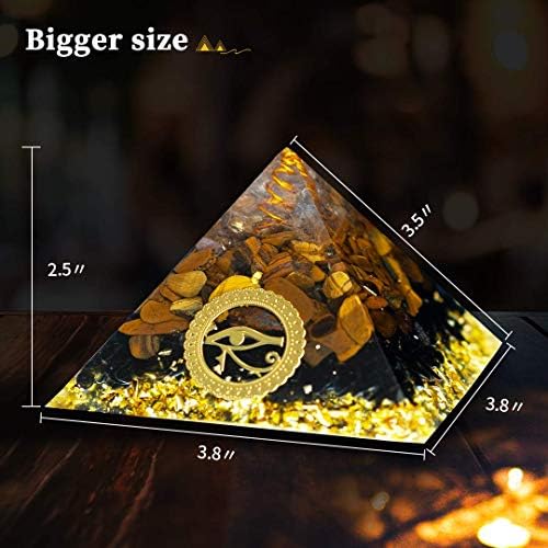 3.8" Large Orgone Pyramid, Chakra Pyramid Natural Quartz Positive Energy Generator with Orgone Pendant for Chakra Balance, Reiki Meditaion