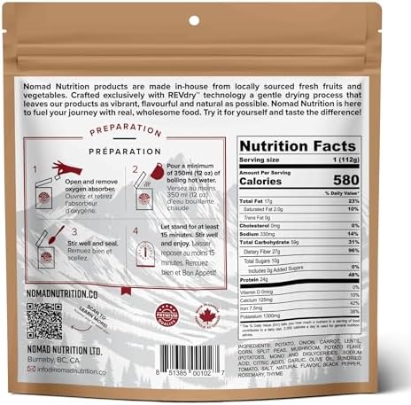 Nomad Nutrition – Irish Shepherd’s Pie | High Energy, All Natural Ingredients | Gluten, Dairy & Palm Oil Free | Just Add Boiling Hot Water