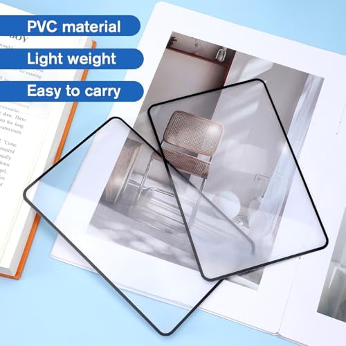 4Pcs 3X 5X Page Magnifying Sheet Clear Lightweight Magnifier Flat Plastic Optical Fresnel Lens Handy Card Size Magnifier Bookmark for Low Vision Reading Small Prints, Maps and Books