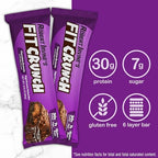 FITCRUNCH Full Size Protein Bars, 6-Layer Baked Bar, 7g of Sugar, Gluten Free & Soft Cake Core (12 Full Size Bars, Chocolate Brownie)