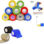 Self Adherent Wrap Tape Medical Cohesive Bandages Flexible Stretch Athletic Strong Elastic First Aid Tape for Sports Sprain Swelling and Soreness on Wrist and Ankle Colorful 12 Pack 2Inch X 5Yards
